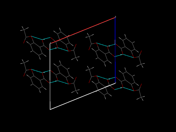 Made up of carbon (grey), oxygen (red) and hydrogren (white), Aspirin has given many scientists headaches - Image generated by the Mercury crystal structure visualisation software http://www.ccdc.cam.ac.uk/Solutions/CSDSystem/Pages/Mercury.aspx