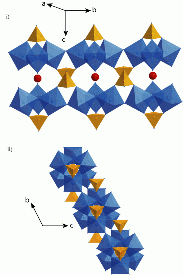 Jarosite structure drawn using Diamond Visualisation software viewed in the a-b plane.