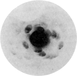 The first diffraction pattern, from copper sulfate pentahydrate, taken by Laue's group