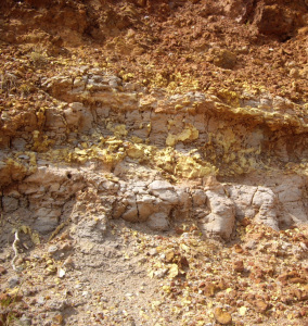 Jarosite in nature. (Fossil beach,Victoria)