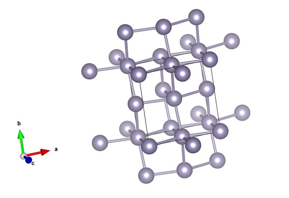 'White' or beta tin the structure of tin at room temperature Image generated by the VESTA (Visualisation for Electronic and STructural analysis) software http://jp-minerals.org/vesta/en/ 