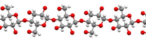 Cellulose is a polymer made up of glucose units joined together into a long chain. In strong plants such as trees, the cellulose chains all lie along the direction of growth in the crystal