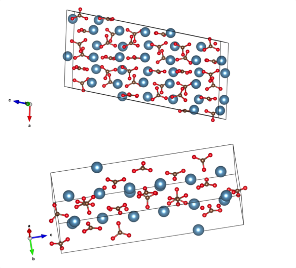 The two structures of vaterite - from work by Demichelis et al, http://pubs.acs.org/doi/abs/10.1021/cg4002972